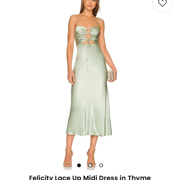 Shona Joy Felicity Lace Up Midi Dress in Thyme - Picture 4 of 8